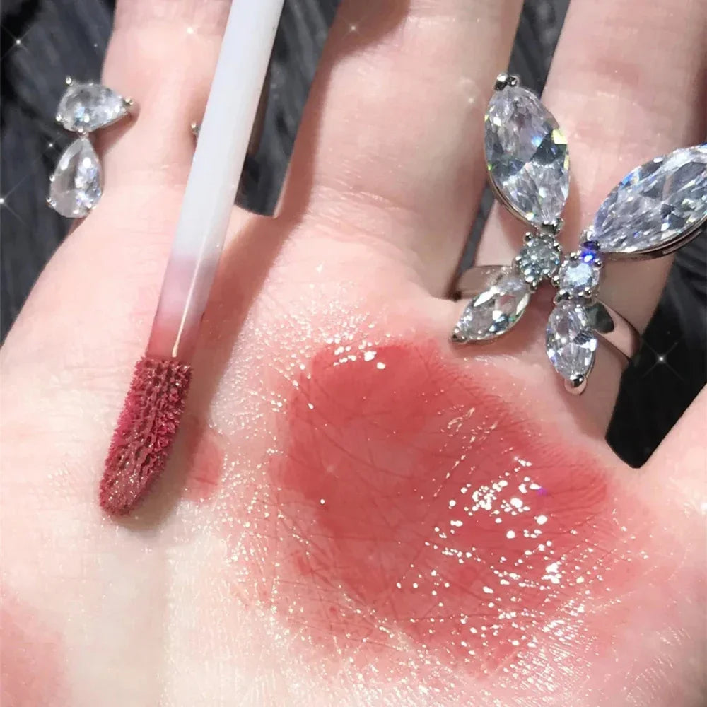 Water Mirror Lip Glaze Lipstick Non-stick Cup Lasting Moisturizing Lipgloss Colorful Women Lip Oil Silky Lip Tint Makeup Tool HIP