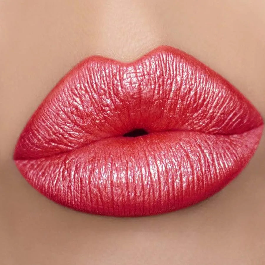 KAFURUX Red Metallic Glitter Lip Glaze – Shimmer Lipstick Glitter Lip Glaze HIP