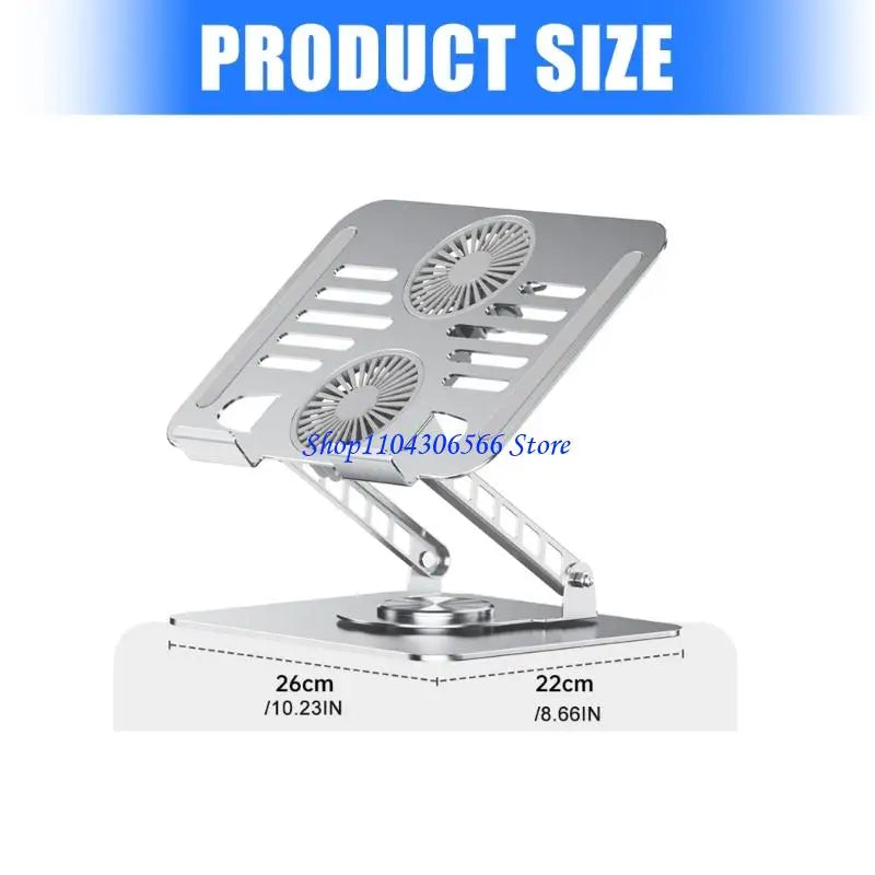 Aluminum Alloy Laptop Stand – Dual Fan, Anti-Slip, Up to 17.3" Laptop Cooling Stand HIP