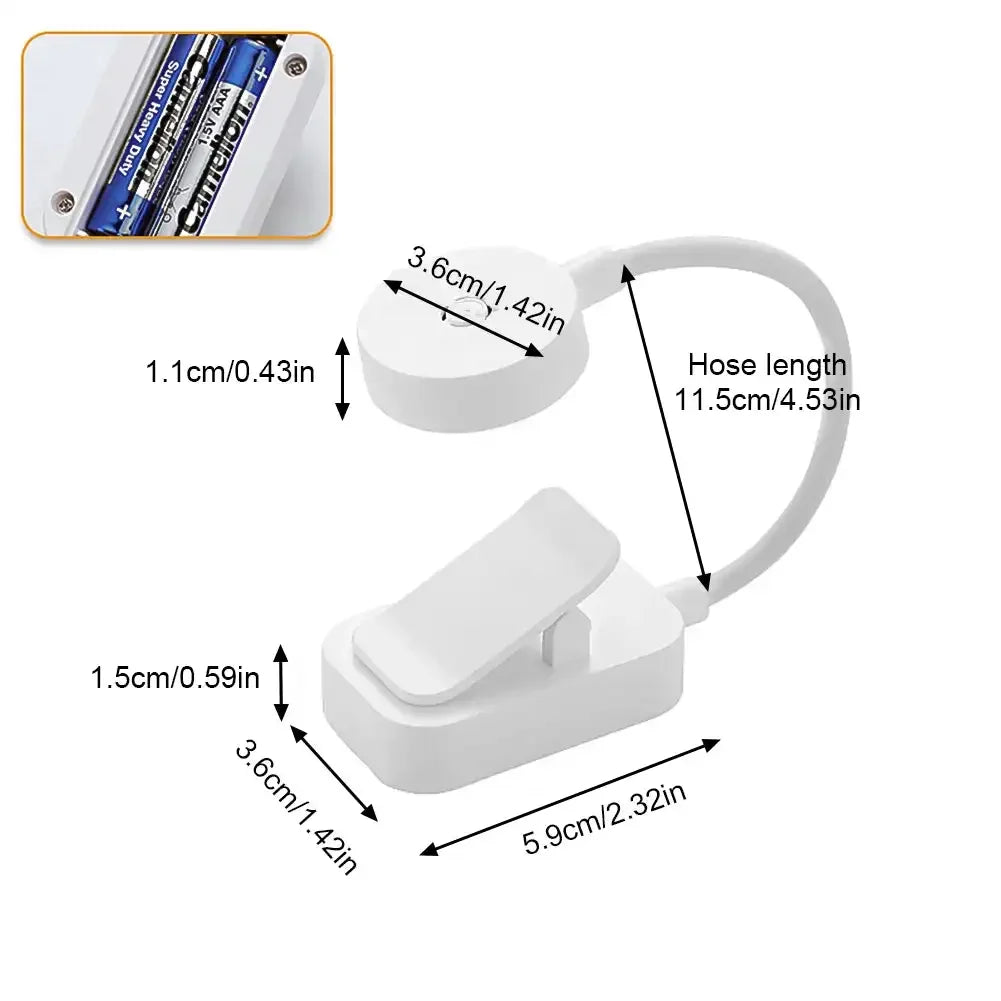 Mini Clip Book Lamp LED Table Lamp Eye Protection 3 Colors Battery Powered USB Night Light Portable Bedside Student Reading Lamp HIP White