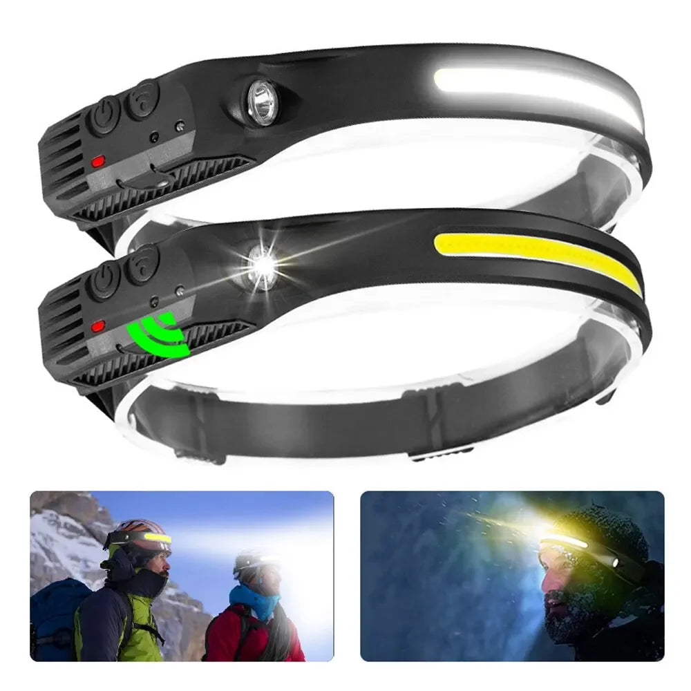 COB LED Rechargeable Headlamp – 5 Modes, Sensor, 350 Lm LED Headlamp HIP