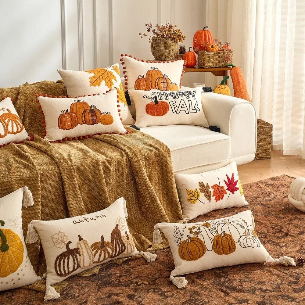 Pumpkin Tufted Throw Pillow Cover – Autumn Fall Decor Throw Pillow Cover HIP