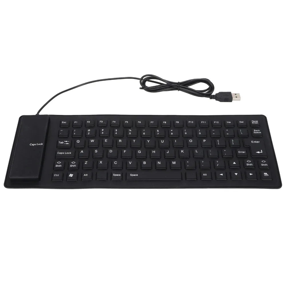Portable 85-Key Foldable Silicone Keyboard – Silent USB Wired Silicone Keyboard HIP Black