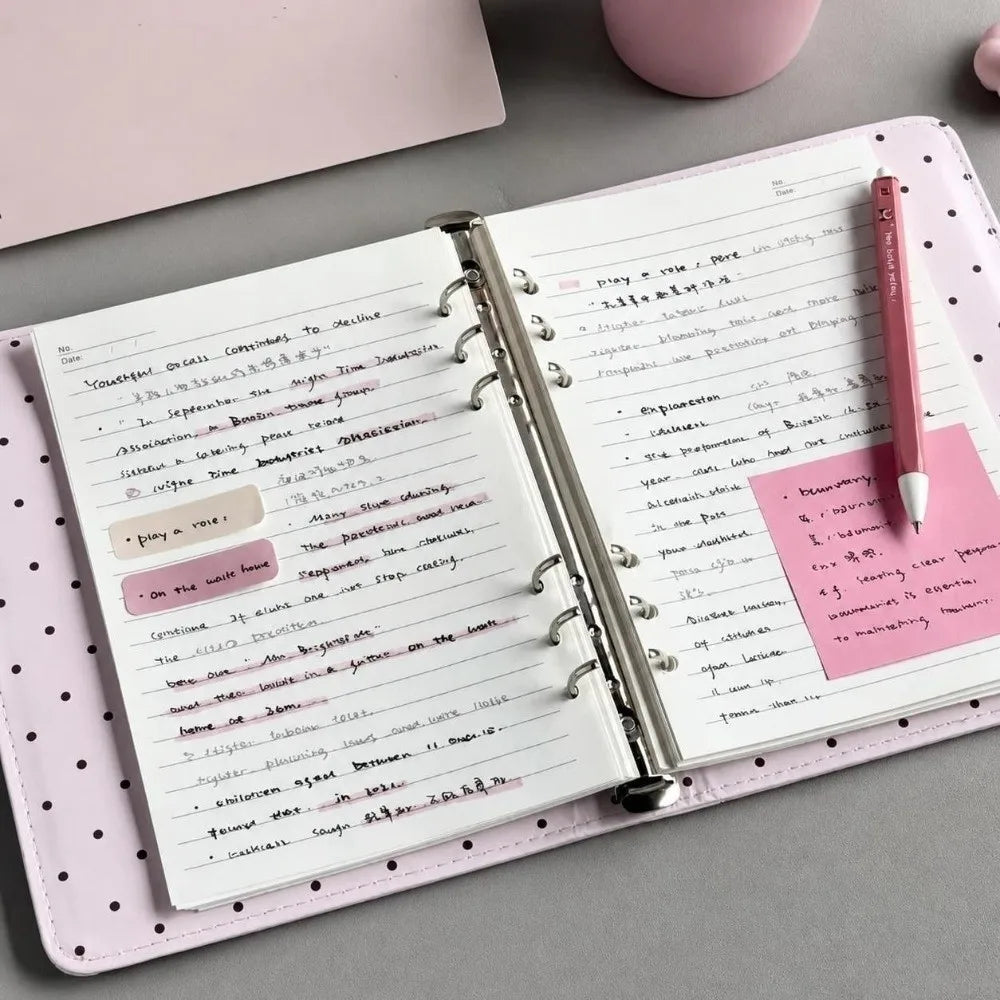 A5 Polka Dot PU Leather Binder Notebook – Loose Leaf Journal Binder Notebook HIP