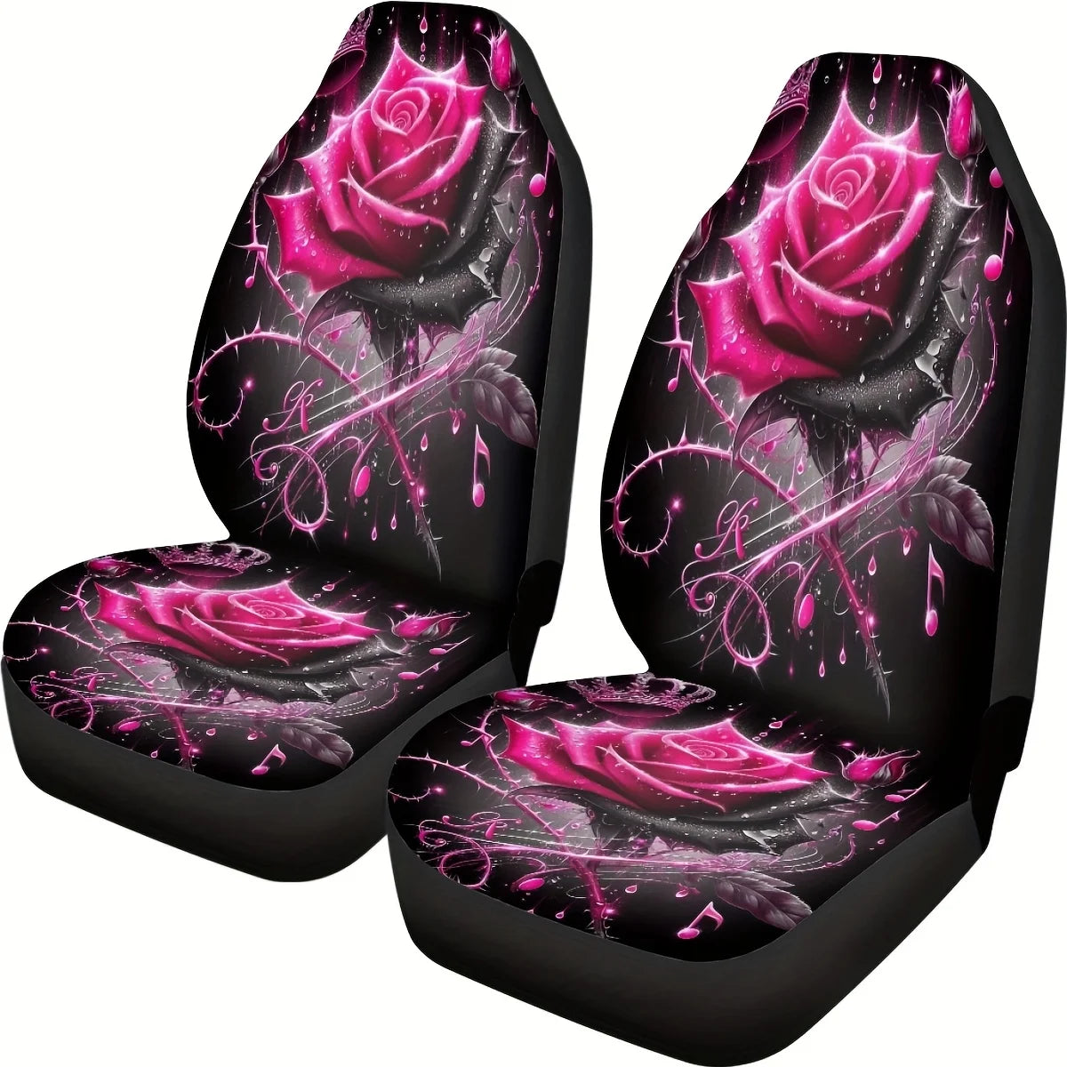 Pink Rose Car Seat Covers – Universal Front Bucket Seats Car Seat Covers HIP 1