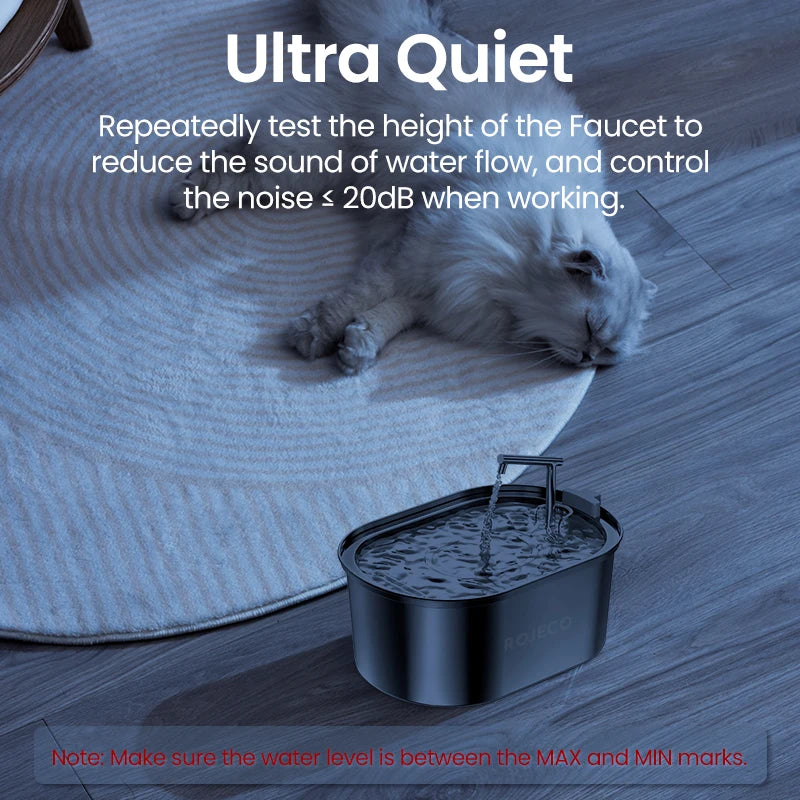 ROJECO 3.2L Stainless Steel Cat Water Fountain Filter For Dog Automatic Pet Drinker Dispenser Drinking Fountain For Cat Supplies HIP