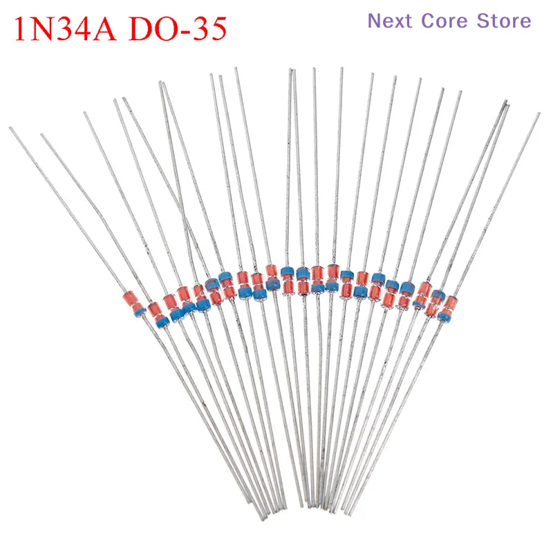20Pcs 1N34A DO-35 Germanium Detector Diodes AM/FM Radio Germanium Detector Diode HIP