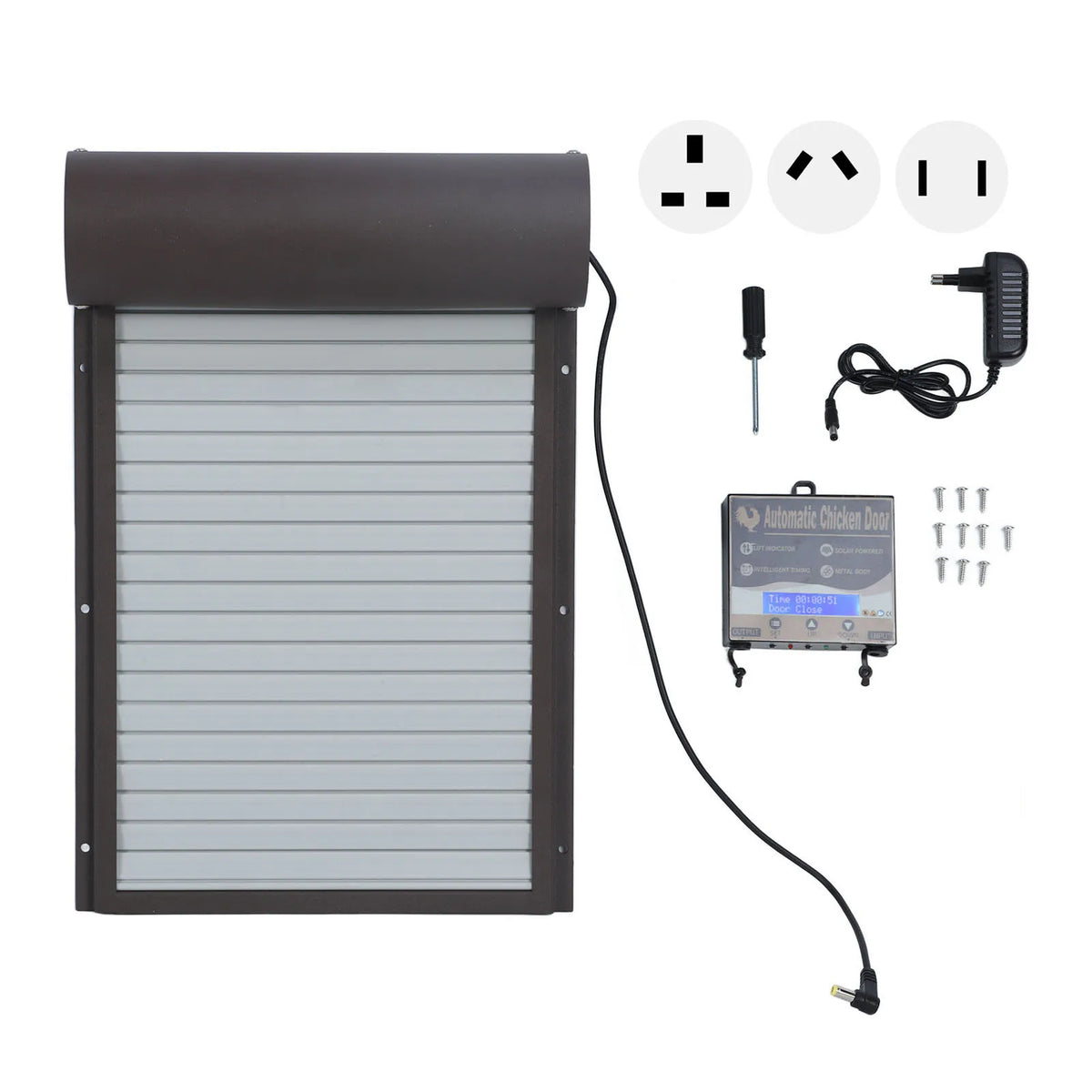 Chicken Coop Door Battery Operated Automatic Chicken Coop Door Auto Chicken Coop Door Opener with Timer for Duck Goose Brown HIP