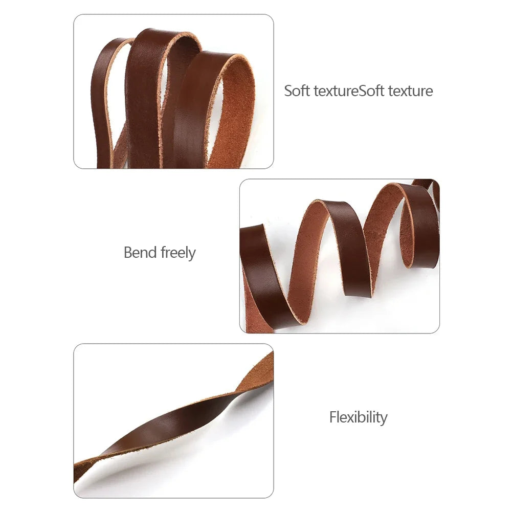 2 Meters DIY Leather Crafts Straps Strips for Bag Accessories Belt Handle Crafts Making 0.6/1/1.2/2/2.5cm Wide Durable Sturdy HIP