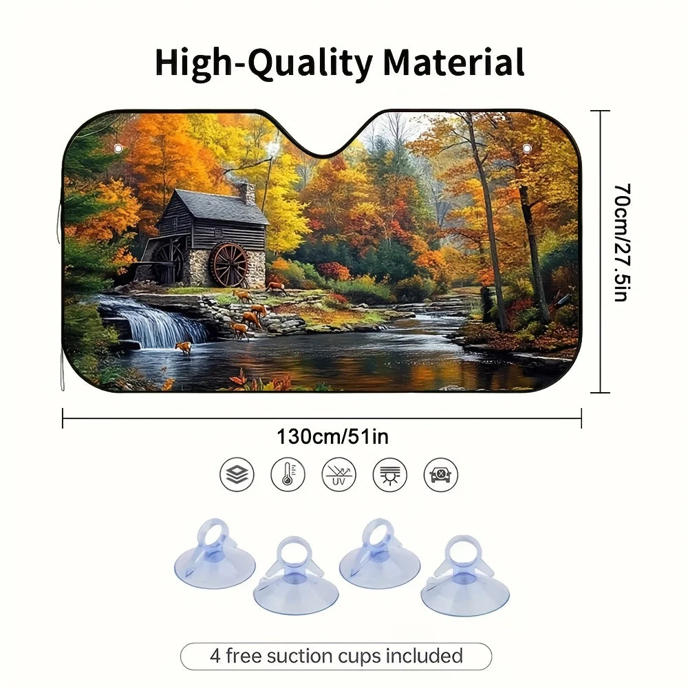 Car Windshield Sun Shade – Mountain Forest Visor Car Windshield Shade HIP