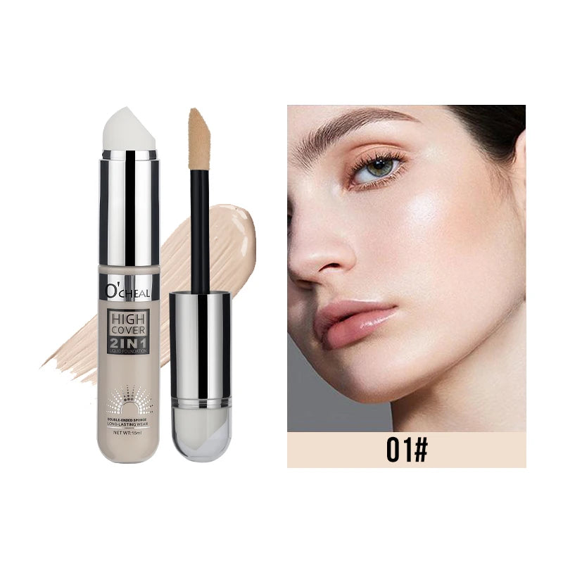 OCHEAL 2-in-1 Liquid Foundation & Concealer – High Coverage Liquid Foundation Concealer HIP