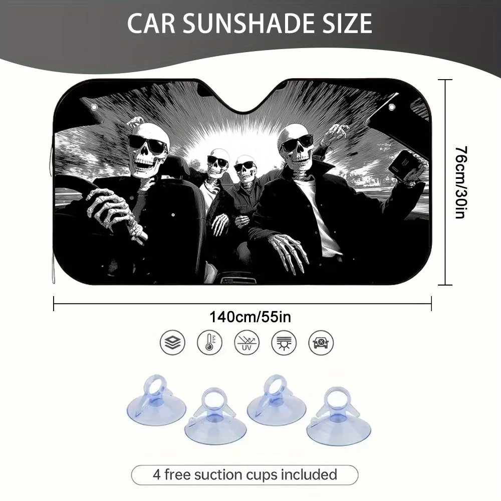 Skeleton Windshield Sunshade – Cool Car Interior Decor Car Windshield Sunshade HIP