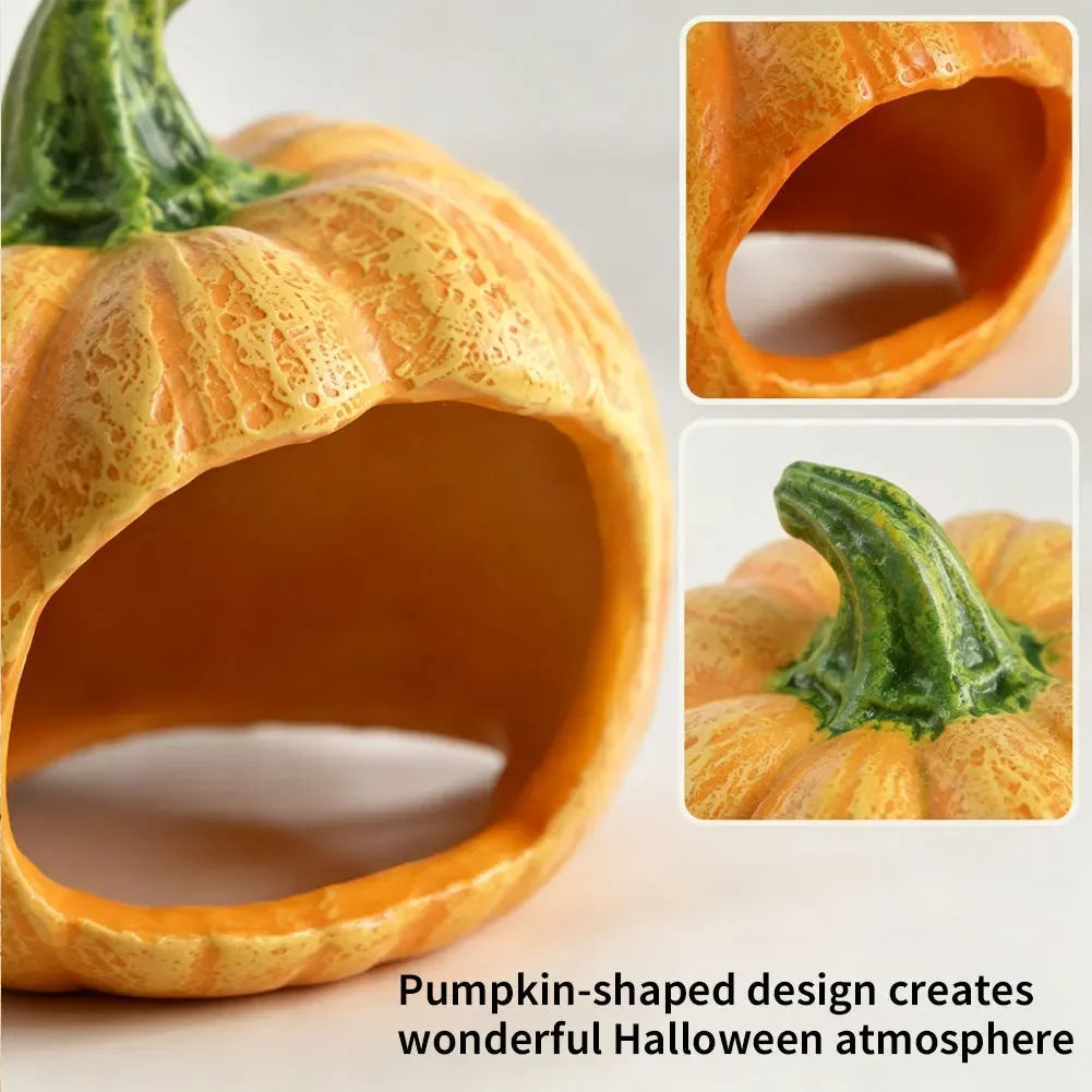 Halloween Aquarium Decorations Pumpkin and Ghost Diving Fish Tank Hidden Cave Decoration Shrimp Turtle Aquarium Landscape Decor HIP