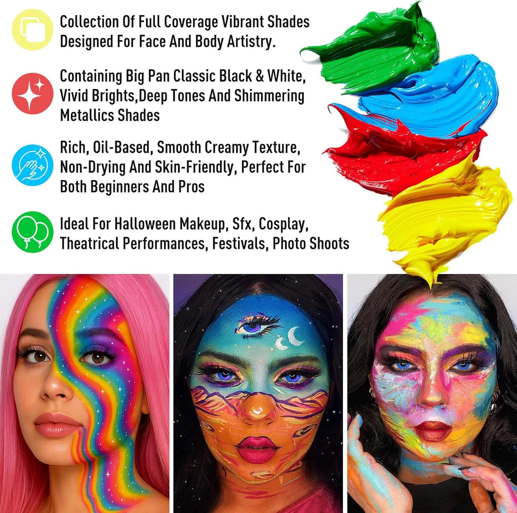 UCANBE Athena 20-Color Face & Body Paint Palette | 168g Pro Kit Face & Body Paint HIP