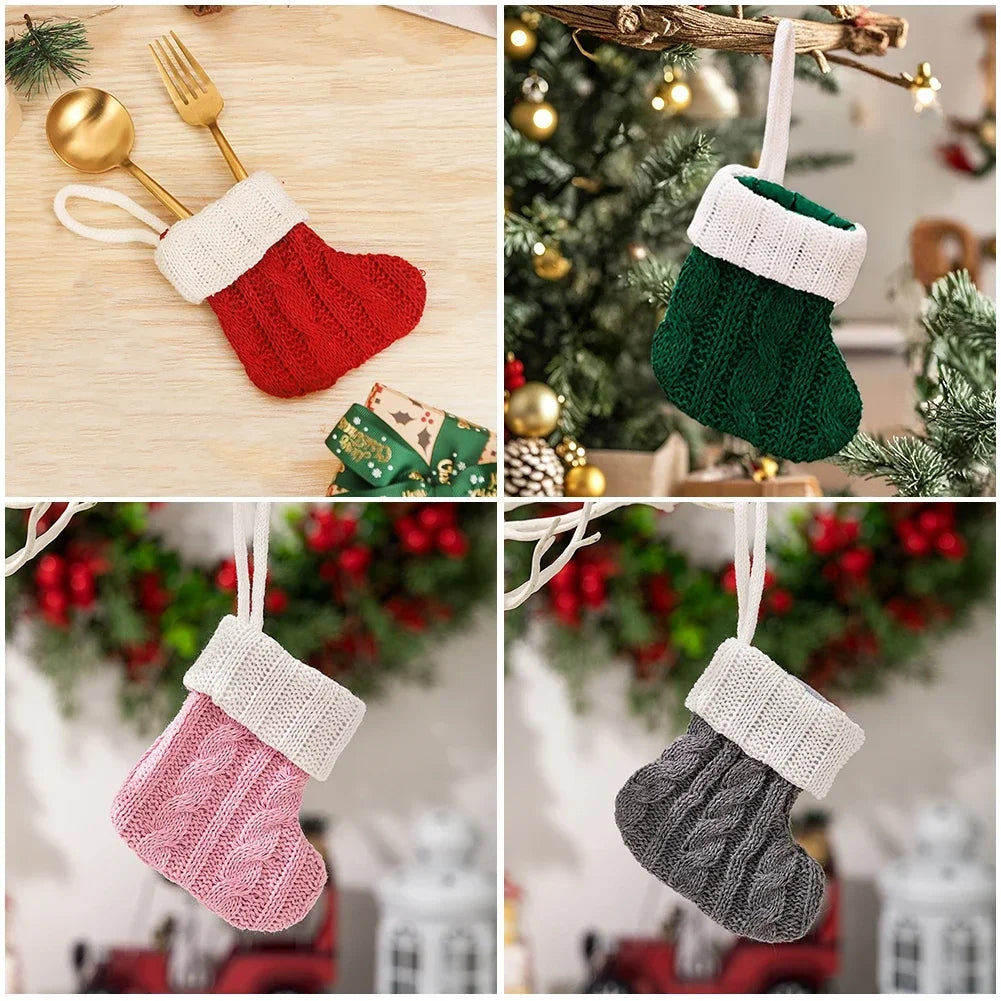 Christmas Knitted Socks Red Green Christmas Tree Christmas Home Decoration 2025 Christmas Tree Decor Gift Christmas Gift 2026 HIP