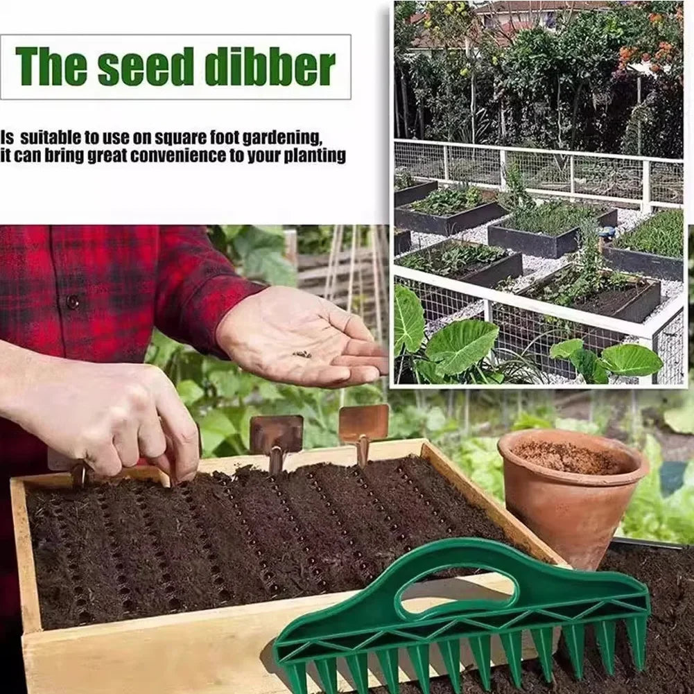 1Pc Durable Handheld Plastic Seeding and Punching Tool, 12 Hole Soil Quick Punching, Gardening Seed Spacing Tool HIP