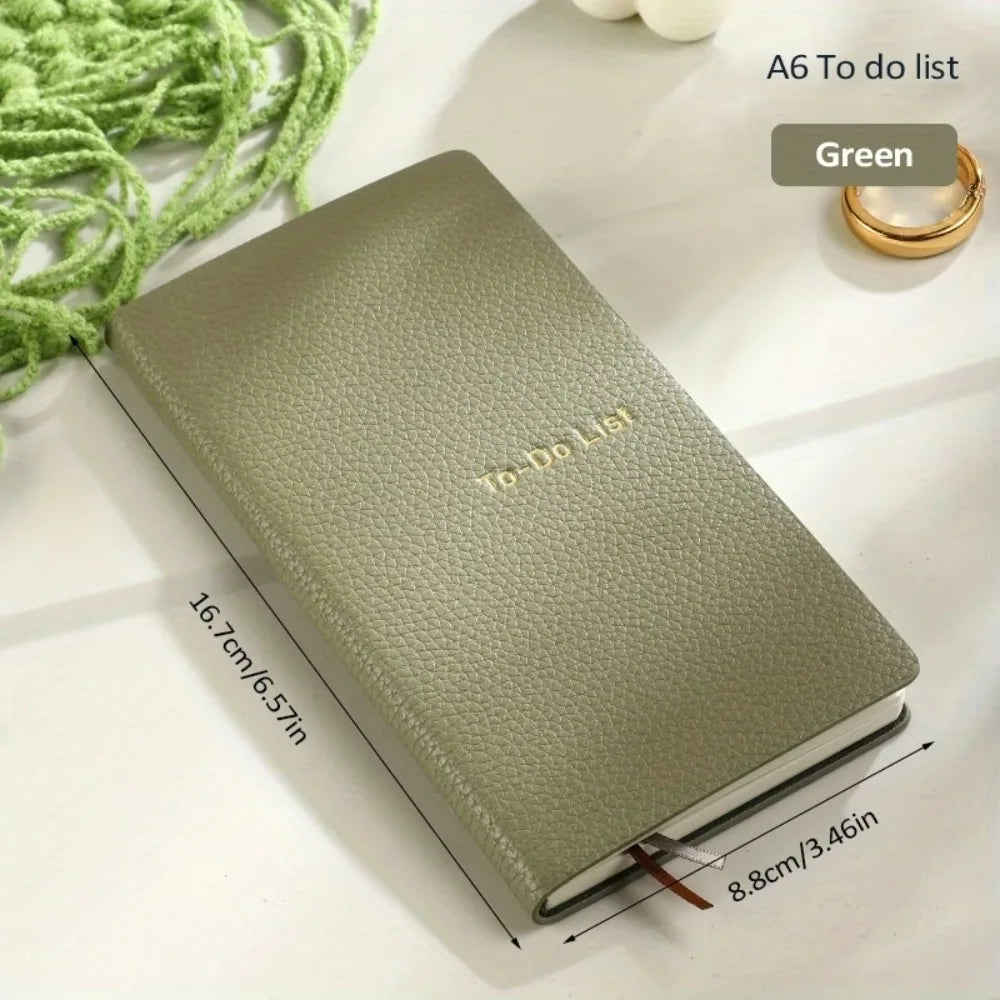 A6 PU Leather Pocket Notebook – Daily Task Planner Pocket Planner Notebook HIP Green