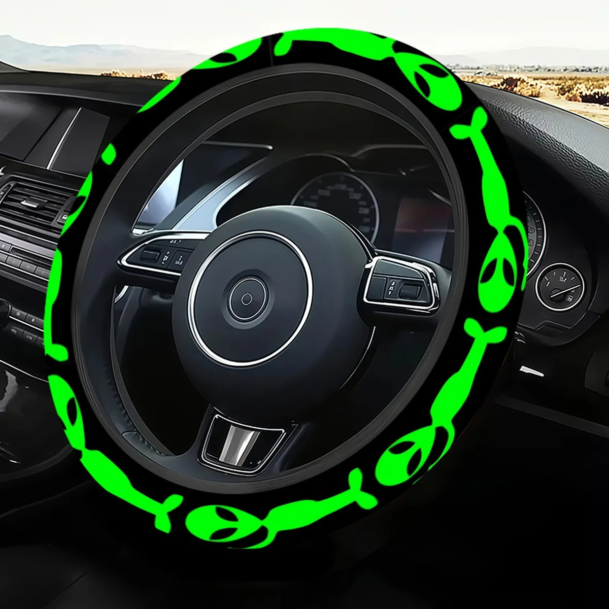 Alien Glow-in-the-Dark Steering Wheel Cover – Universal Fit Steering Wheel Cover HIP