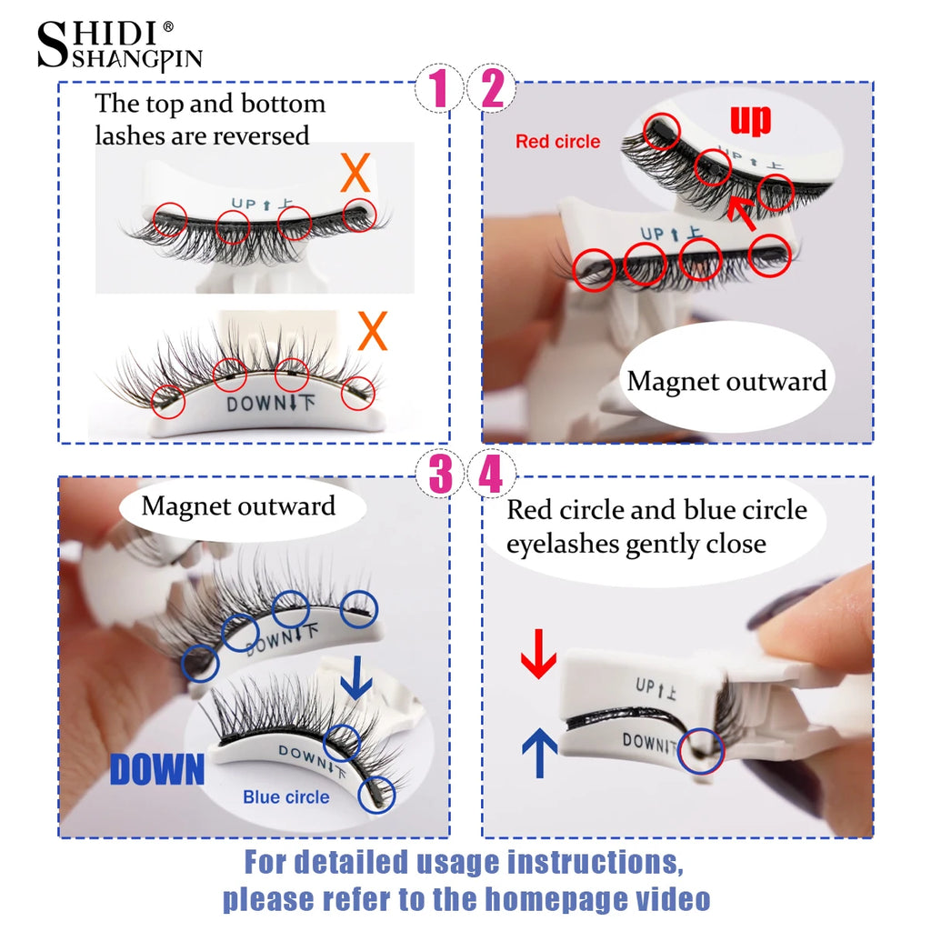 Hot Magnetic Eyelashes Set 1 Pair Reusable No Glue Needed False Eyelashes with Magnetic Tweezers Curly Faux Lashes Makeup Tool HIP
