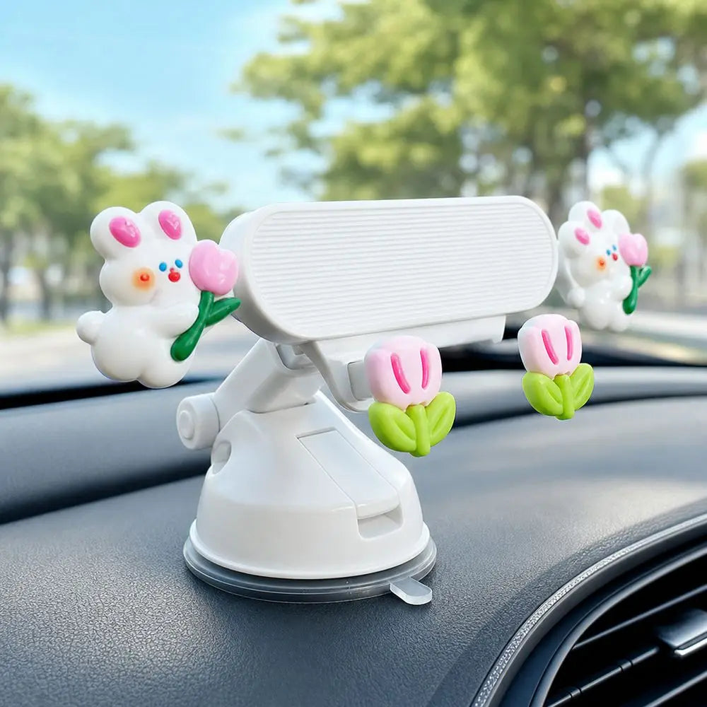 Cartoon Car Dashboard Phone Holder – Gravity Clamp & Suction Car Phone Mount HIP