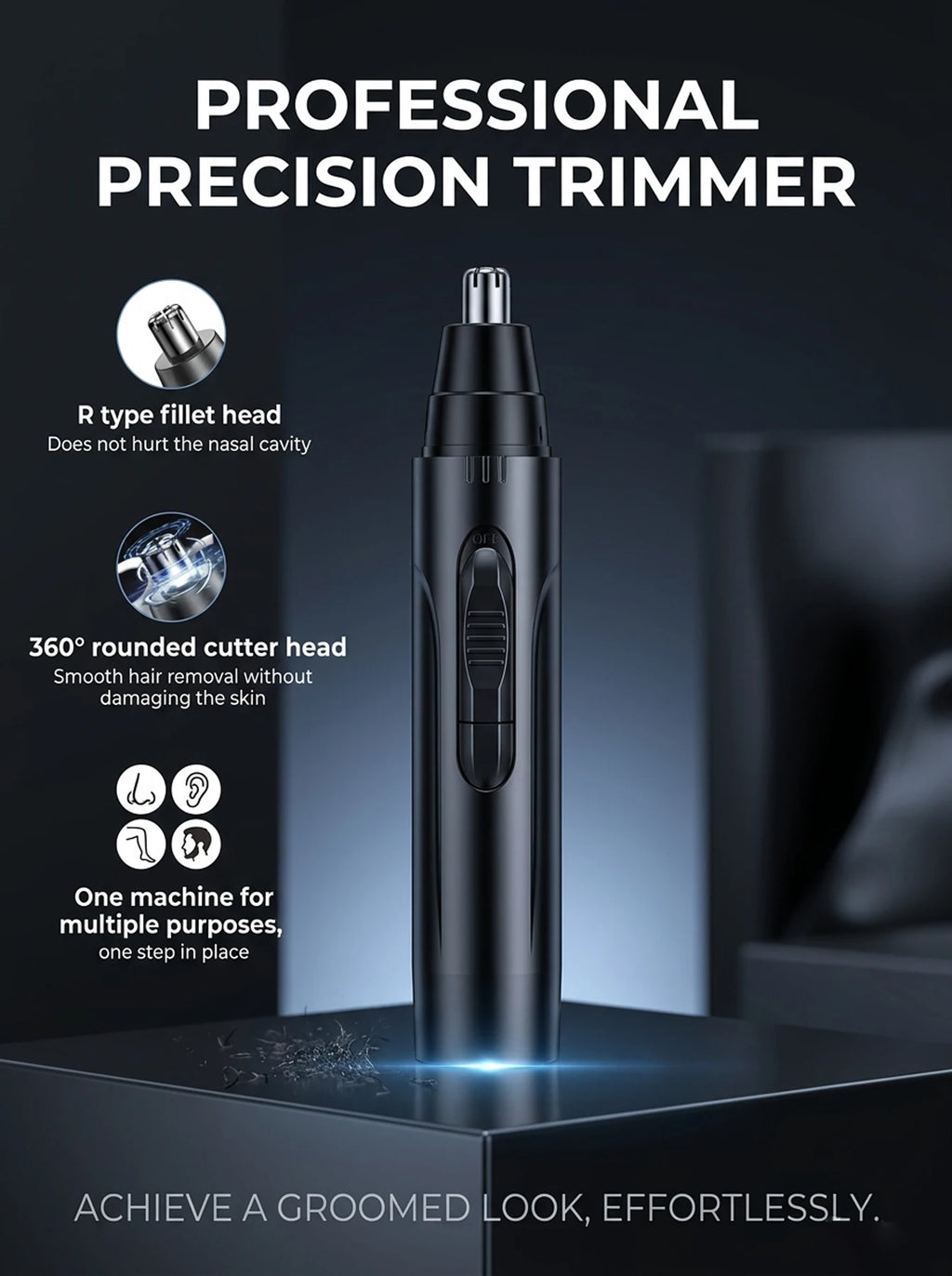 Electric Nose & Ear Hair Trimmer – Stainless Steel Blades Nose & Ear Trimmer HIP