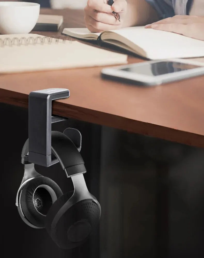 Under Desk Headphone Stand – 360° Rotating Clip-On Hanger Headphone Desk Hanger HIP
