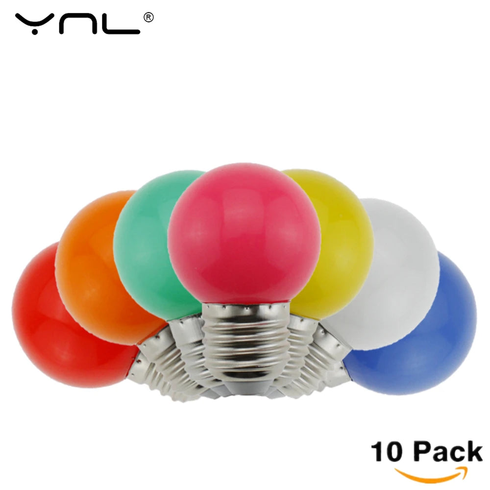 10-Pack G45 E27 3W Colorful LED Bulbs – 7 Colors | YNL LED Light Bulbs HIP