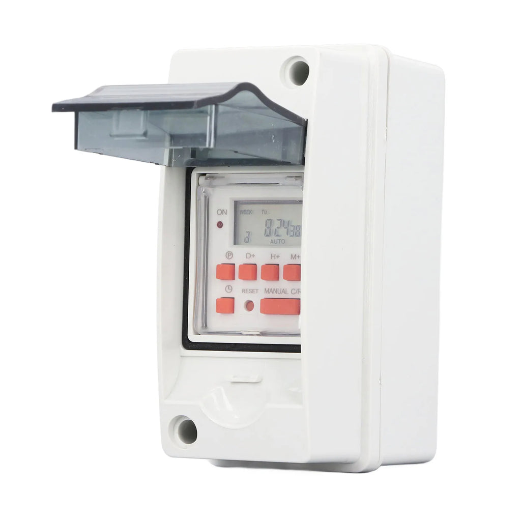 Timer Switch 7 Day 28 On Off Schedules Programmable LCD Display Digital Timer Switch with Waterproof Box AC85‑265V HIP