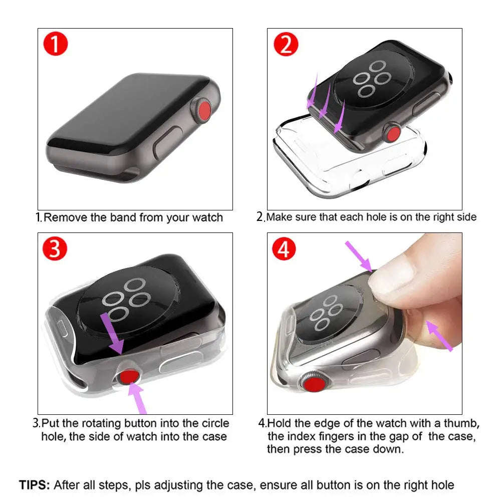 Clear TPU Full Screen Case for Apple Watch All Series & Sizes Smartwatch Protector Case HIP