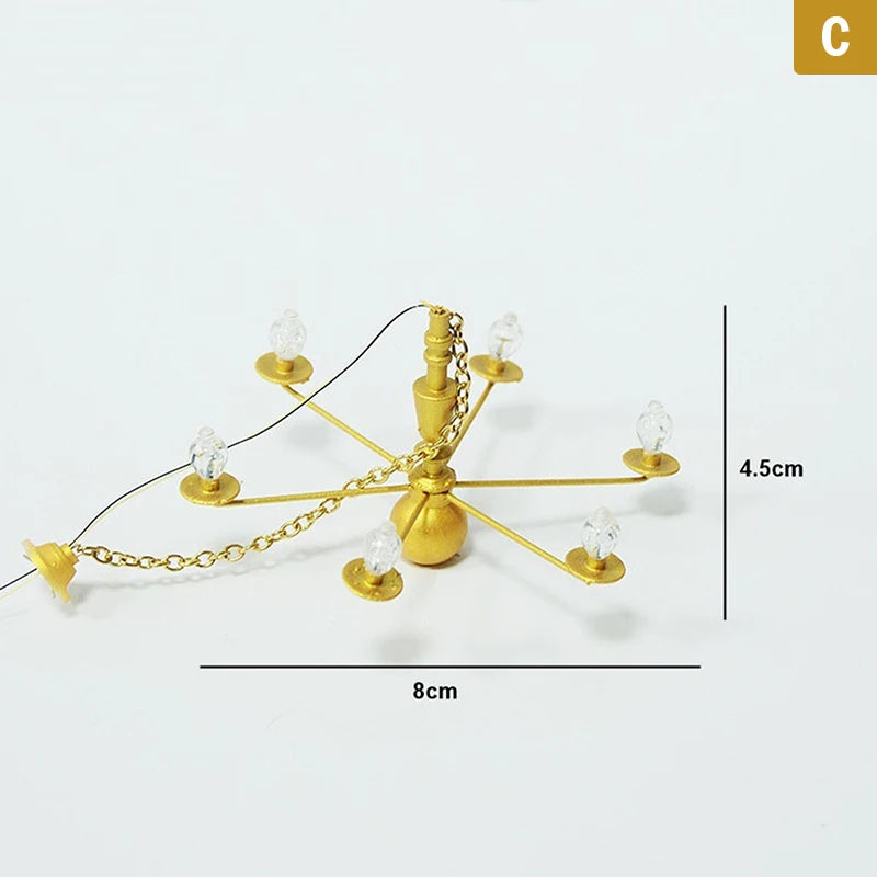 Miniature LED Ceiling Chandelier – Dollhouse Lamp 3V Dollhouse Miniature Lamp HIP C