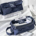 Foldable Double Layer Pencil Case – Large Capacity Pen Bag Pencil Case HIP navy blue