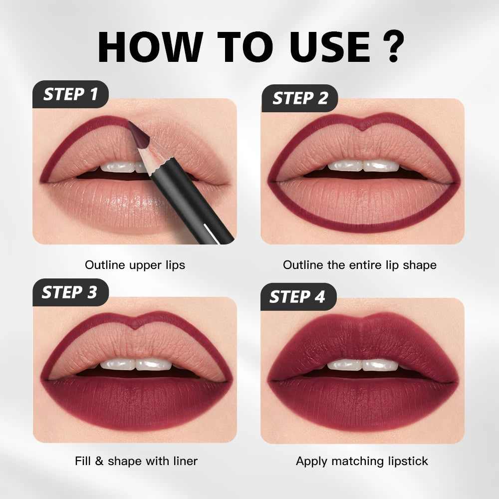 12 pcs Long-Lasting Lipstick Set with Professional Lip Liner Pencil and Matte Lip Gloss for Women Valentine's Day Gifts HIP