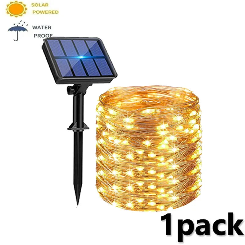 4-Pack Solar Fairy String Lights Outdoor – 8 Modes IP67 Solar String Lights HIP warm 1pack 33m 320LED