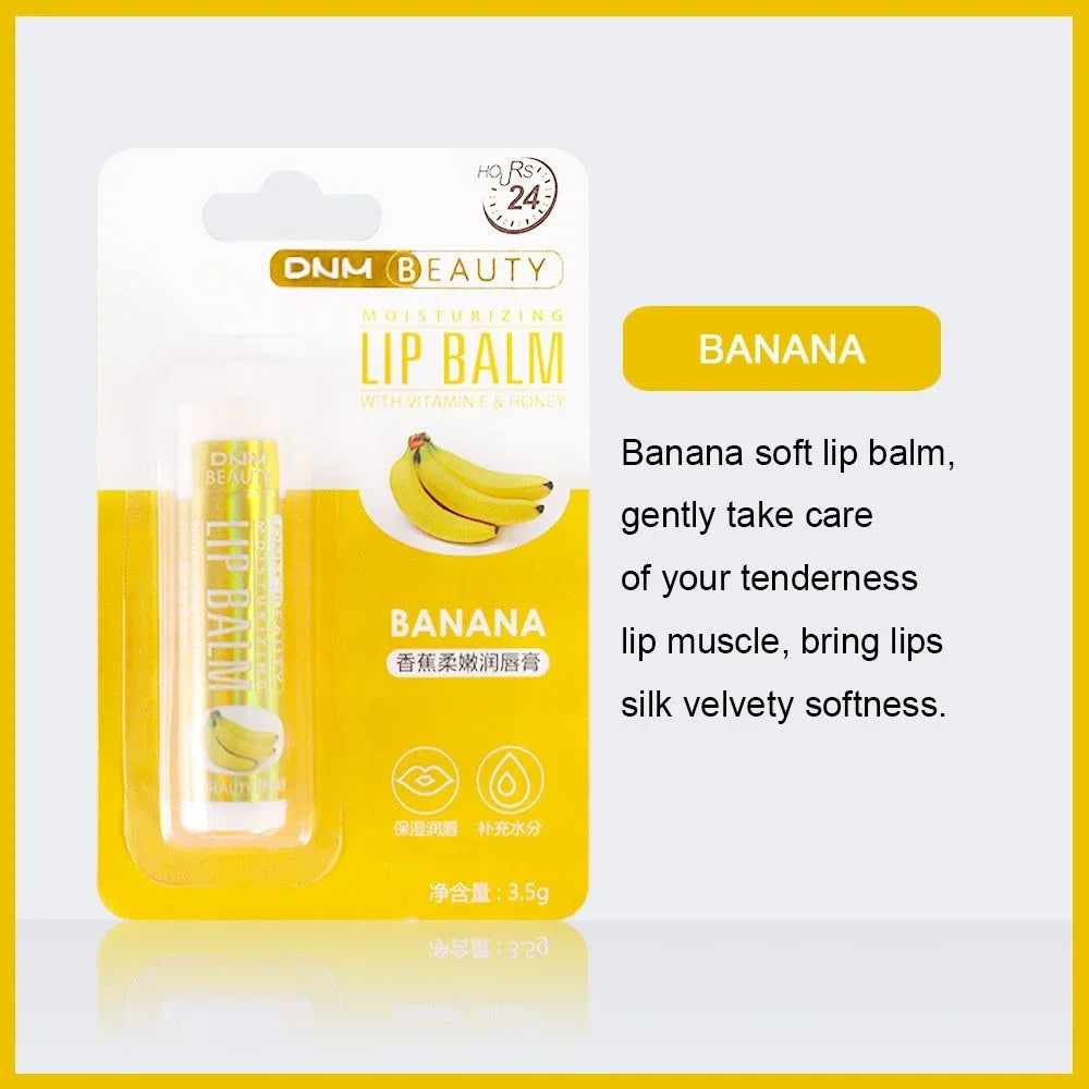 Fruit Lip Balm Winter Fashion Moisturizing Lip Oil Long-Lasting Clear Transparent Natural Aloe Lipstick Lip Care Lipstick Makeup HIP Banana