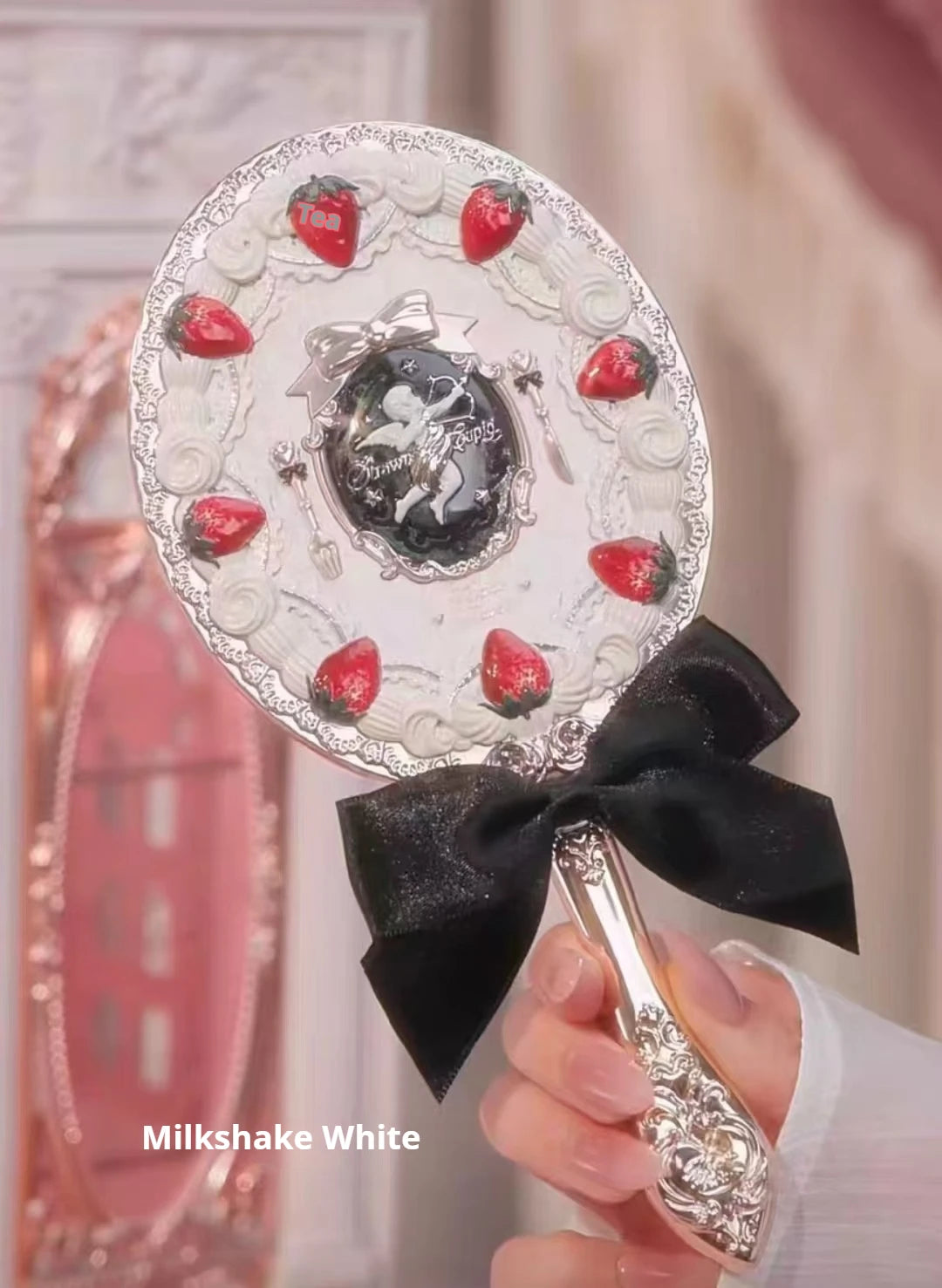Flower Knows Handheld Makeup Mirror – Strawberry & Butterfly Handheld Makeup Mirror HIP black