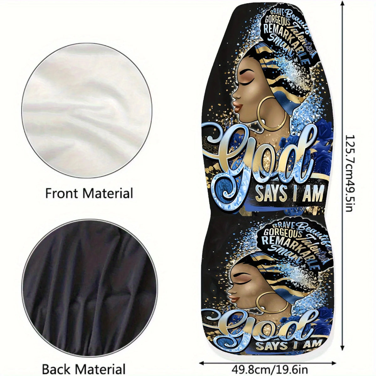 2-Pack Inspirational Woman Canvas Car Seat Covers – Universal Fit Auto Seat Covers HIP