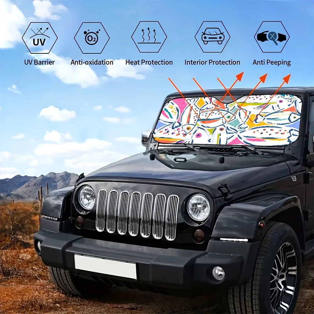 Cartoon Fish Car Windshield Sun Visor – Colorful & Stylish Car Windshield Sunshade HIP