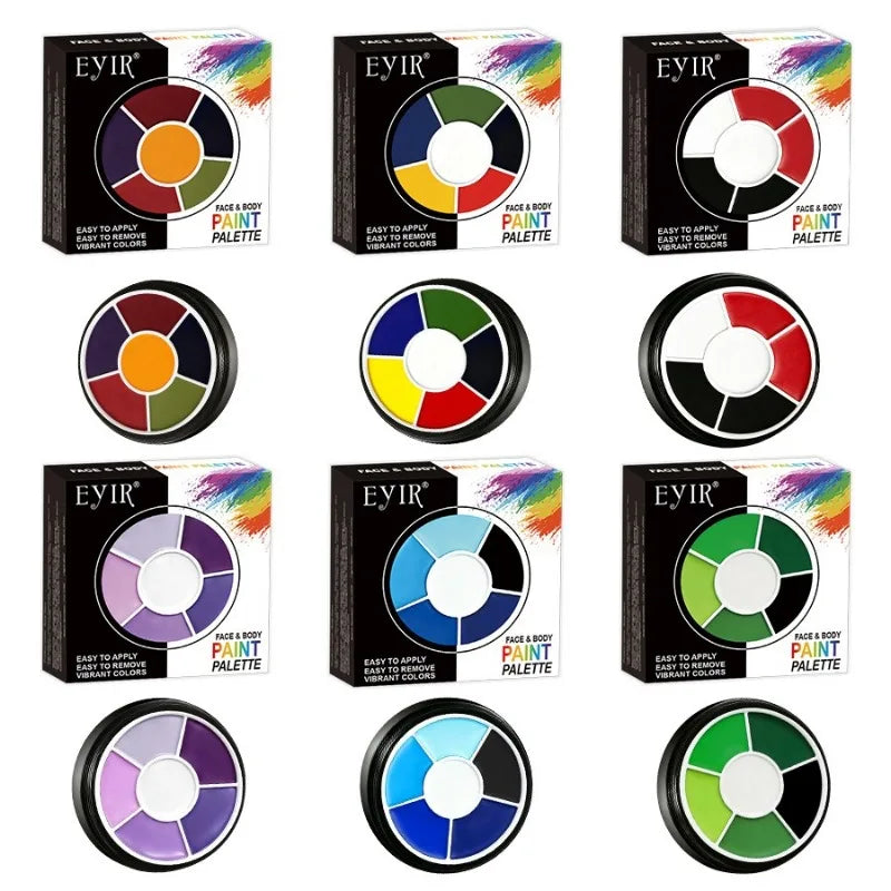 6Colors Face Body Paint Palette Halloween Special Effects Makeup Cosmetic Safe Non‑toxic Body Painting Cream Kids Adults Cosplay HIP