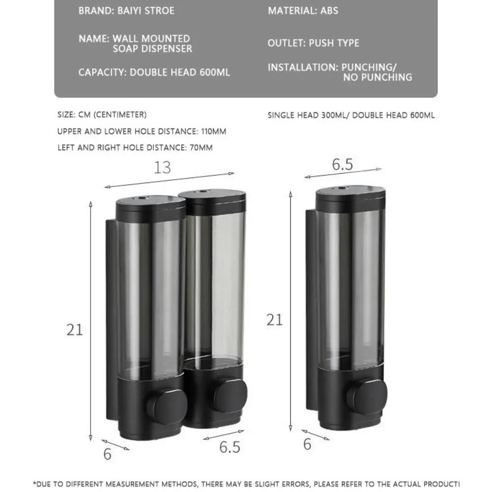 Wall-Mounted Manual Soap Dispenser – ABS Plastic White & Black Soap Dispenser HIP