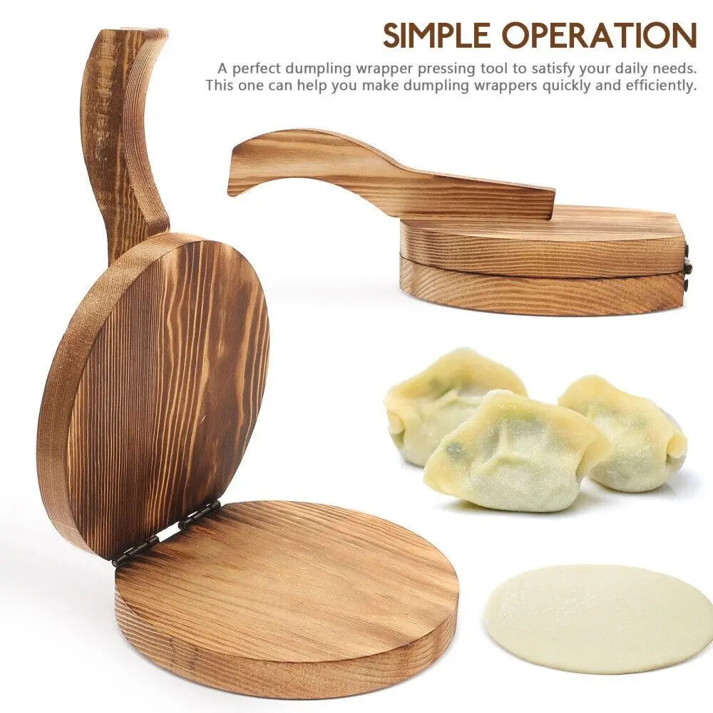 Wooden Dumpling Wrapper Presser – Round Dough Pressing Tool Dumpling Dough Presser HIP
