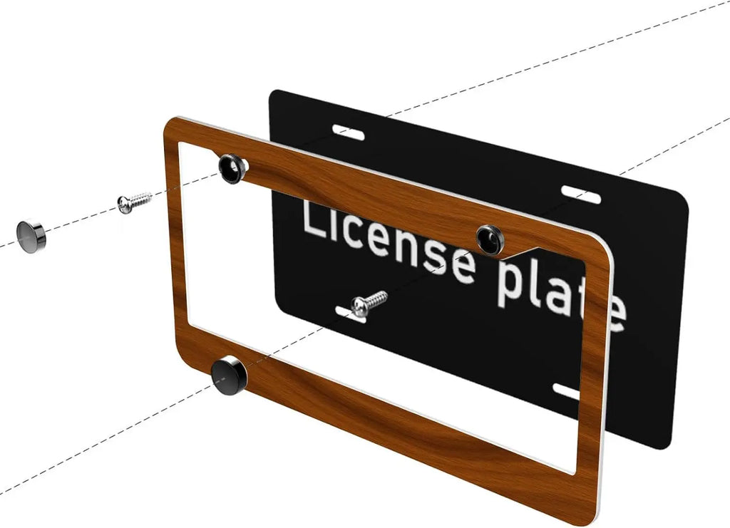 Rustic Wood & Stainless Steel Front License Plate Frame License Plate Frame HIP