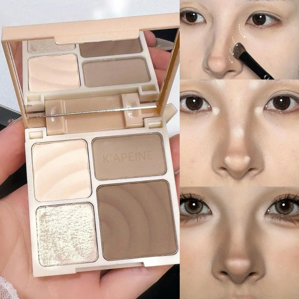 3D Facial Contouring Bronzer Brightening Matte Highlights Palettes 4-colors Eye Shadow Nose Powder Beige Whirlpool Makeup Plate HIP