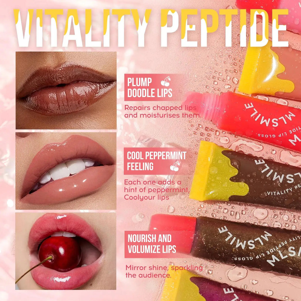 MLSMILE Peptide Lip Gloss Plumping Glaze – Clear & Moisturizing Plumping Lip Gloss HIP