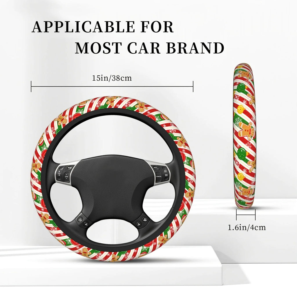 Christmas Gingerbread Steering Wheel Cover – 15-Inch Fit Steering Wheel Cover HIP