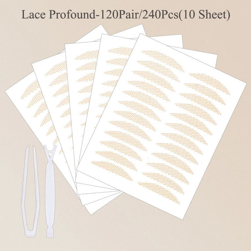 480PCS Invisible Double Eyelid Tape Self-Adhesive Gauze Slim/Wide Waterproof Fiber Stickers for eyelid with free Tools Cosmetics HIP 08Profound 240Pcs
