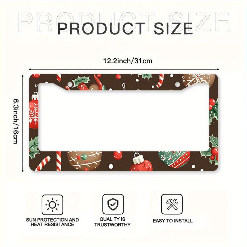 Christmas License Plate Frame – 2D Flat Festive Design License Plate Frame HIP
