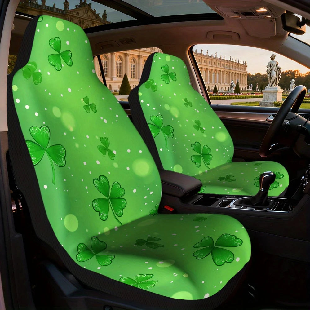 2-Pc St. Patrick's Day Shamrock Car Seat Covers | All Season Car Seat Covers HIP 1