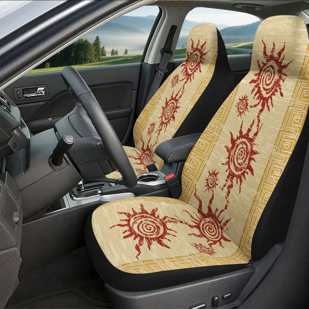 Ancient Greek Spiral Sun Car Seat Covers – Universal Fit 2-Pc Car Seat Covers HIP