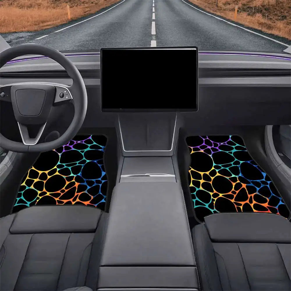 4-Piece Color Stripe Black Car Floor Mats – XPE Anti-Slip Car Floor Mats HIP