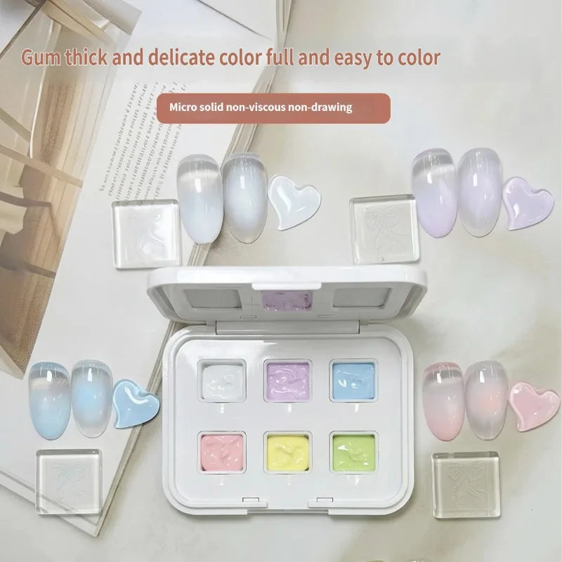 No‑wash Air Cushion Patting Gel Nail Polish 6 Colors Solid Painting Gel High Saturation Pigment Nail Gradient Blush Concealer HIP